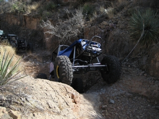 Habanero Falls - NM - Jack climbing out of the Jacuzzi obstacle